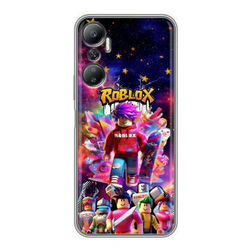 Силиконовый противоударный чехол на Infinix Hot 20 с принтом Roblox Роблокс