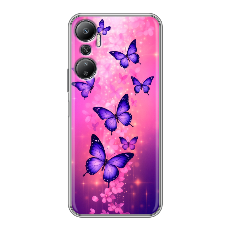 Силиконовый противоударный чехол на Infinix Hot 20 с принтом Бабочки Силиконовый противоударный чехол на Infinix Hot 20 с принтом Бабочки