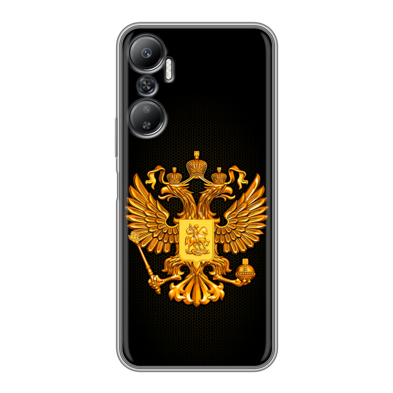 Силиконовый противоударный чехол на Infinix Hot 20 с принтом Герб России желтый Силиконовый противоударный чехол на Infinix Hot 20 с принтом Герб России желтый