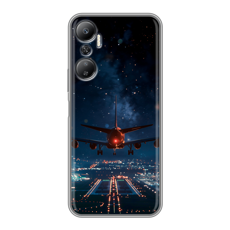 Силиконовый противоударный чехол на Infinix Hot 20 с принтом самолет Силиконовый противоударный чехол на Infinix Hot 20 с принтом самолет