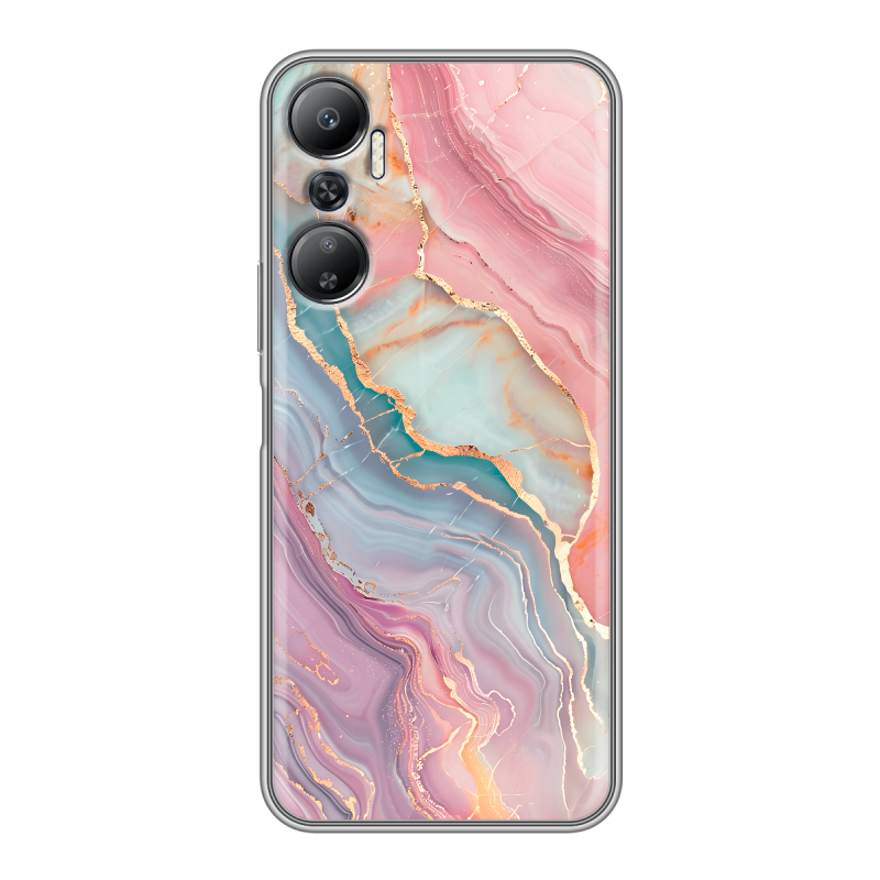 Силиконовый противоударный чехол на Infinix Hot 20 с принтом розовый мрамор Силиконовый противоударный чехол на Infinix Hot 20 с принтом розовый мрамор