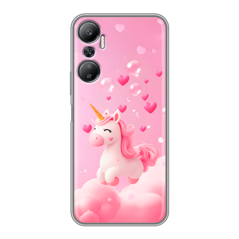 Силиконовый противоударный чехол на Infinix Hot 20 с принтом Единорог Силиконовый противоударный чехол на Infinix Hot 20 с принтом Единорог