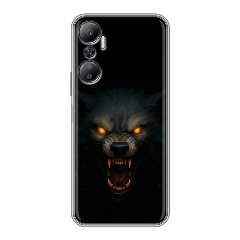 Силиконовый противоударный чехол на Infinix Hot 20 с принтом Волк Силиконовый противоударный чехол на Infinix Hot 20 с принтом Волк