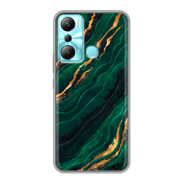 Силиконовый чехол на Infinix Hot 20i с принтом Мрамор зеленое золото