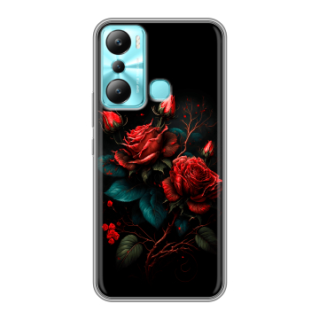Силиконовый чехол на Infinix Hot 20i с принтом Розы красные