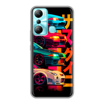 Силиконовый чехол на Infinix Hot 20i с принтом Гоночные машины