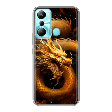 Силиконовый чехол на Infinix Hot 20i с принтом Золотой дракон