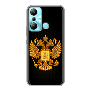 Силиконовый чехол на Infinix Hot 20i с принтом Герб России желтый