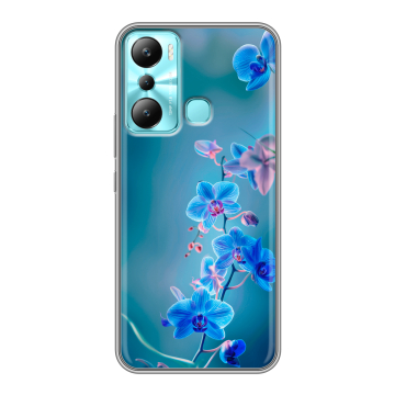 Силиконовый чехол на Infinix Hot 20i с принтом Голубые цветы