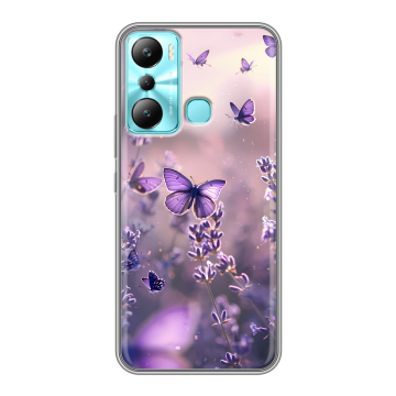 Силиконовый чехол на Infinix Hot 20i с принтом бабочки и лаванда