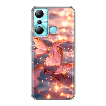 Силиконовый чехол на Infinix Hot 20i с принтом бабочки розовые