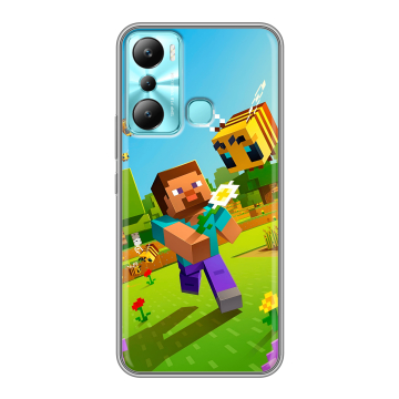 Силиконовый чехол на Infinix Hot 20i с принтом Майнкрафт Minecraft