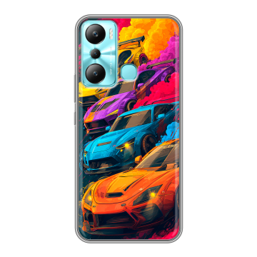 Силиконовый чехол на Infinix Hot 20i с принтом Тачки
