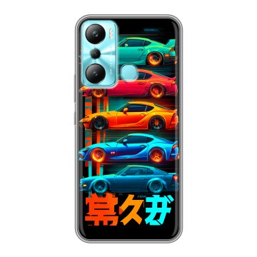 Силиконовый чехол на Infinix Hot 20i с принтом машины тачки