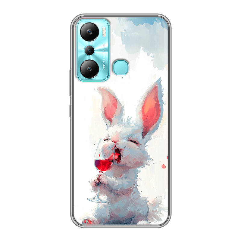 Силиконовый противоударный чехол на Infinix Hot 20i с принтом кролик зайчик Силиконовый противоударный чехол на Infinix Hot 20i с принтом кролик зайчик