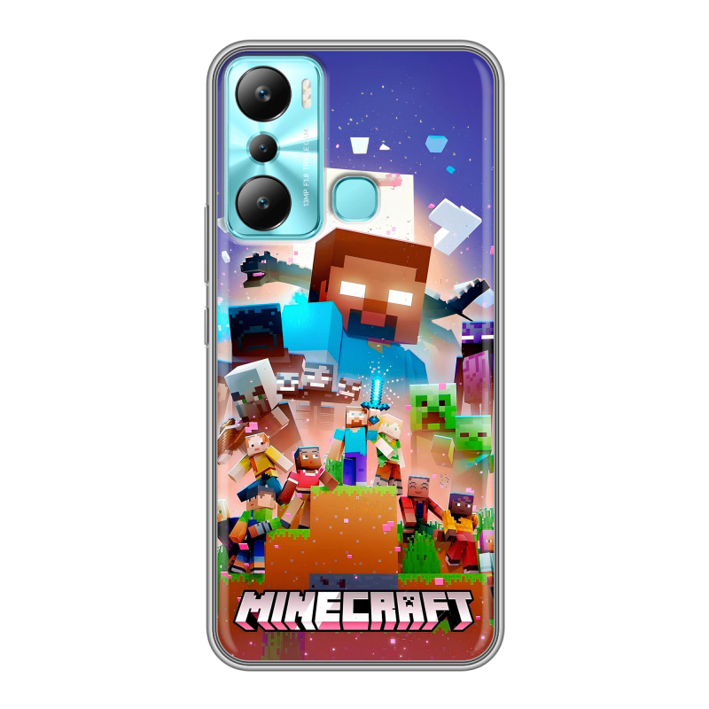 Силиконовый противоударный чехол на Infinix Hot 20i с принтом Майнкрафт Minecraft Силиконовый противоударный чехол на Infinix Hot 20i с принтом Майнкрафт Minecraft