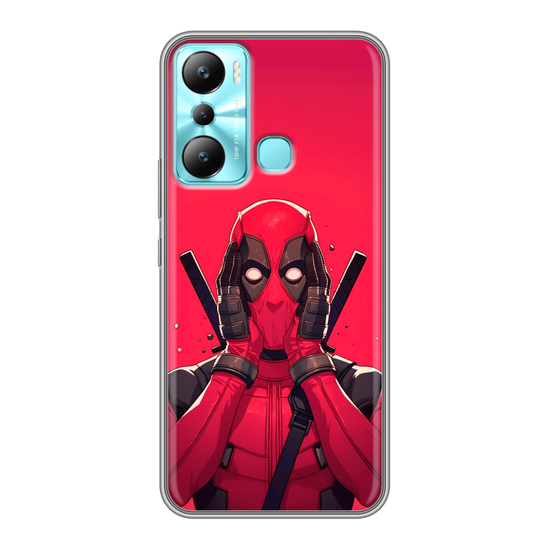 Силиконовый противоударный чехол на Infinix Hot 20i с принтом Дедпул Deadpool Силиконовый противоударный чехол на Infinix Hot 20i с принтом Дедпул Deadpool