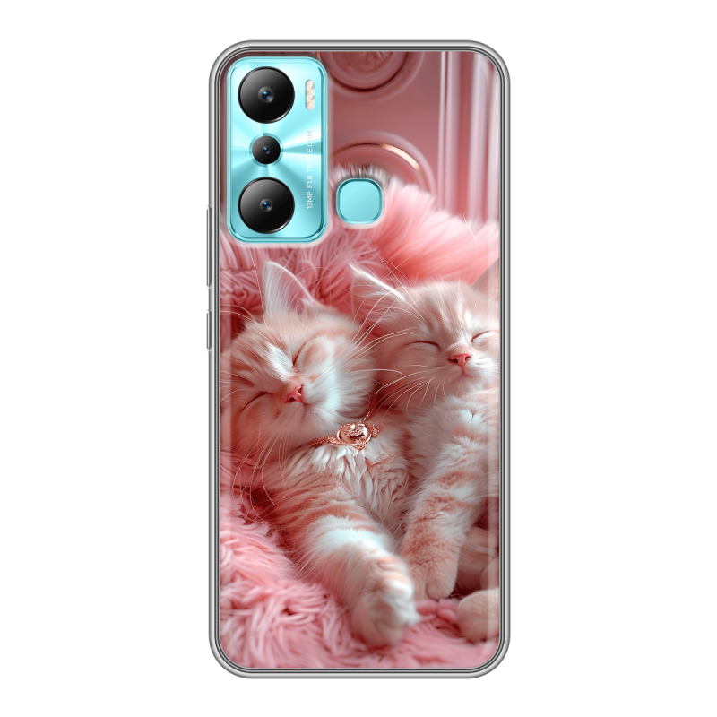 Силиконовый противоударный чехол на Infinix Hot 20i с принтом котята котики Силиконовый противоударный чехол на Infinix Hot 20i с принтом котята котики