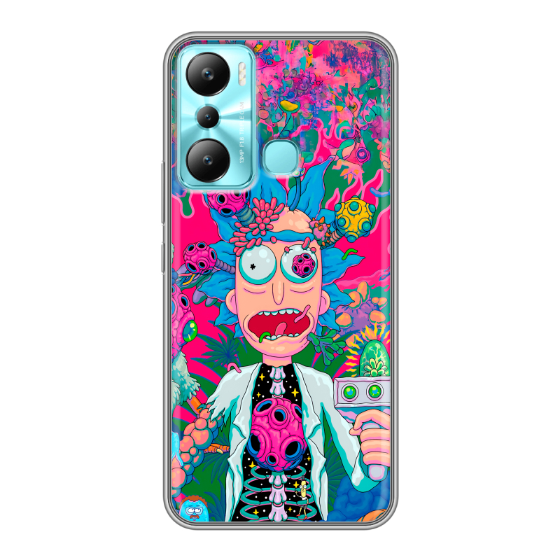 Силиконовый противоударный чехол на Infinix Hot 20i с принтом Рик и Морти Rick Morty Силиконовый противоударный чехол на Infinix Hot 20i с принтом Рик и Морти Rick Morty