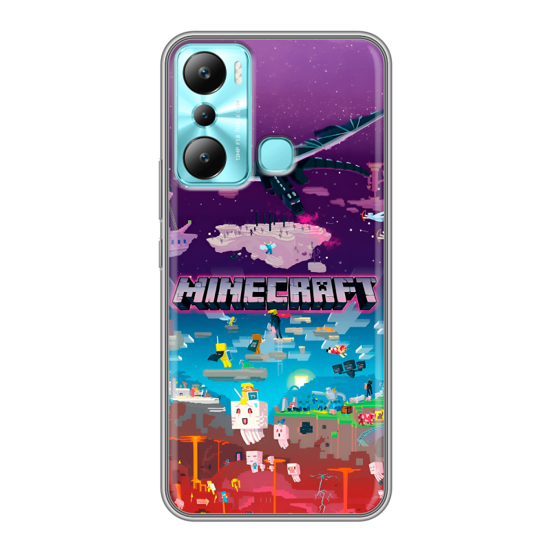 Силиконовый чехол на Infinix Hot 20i с принтом Майнкрафт Minecraft Силиконовый чехол на Infinix Hot 20i с принтом Майнкрафт Minecraft