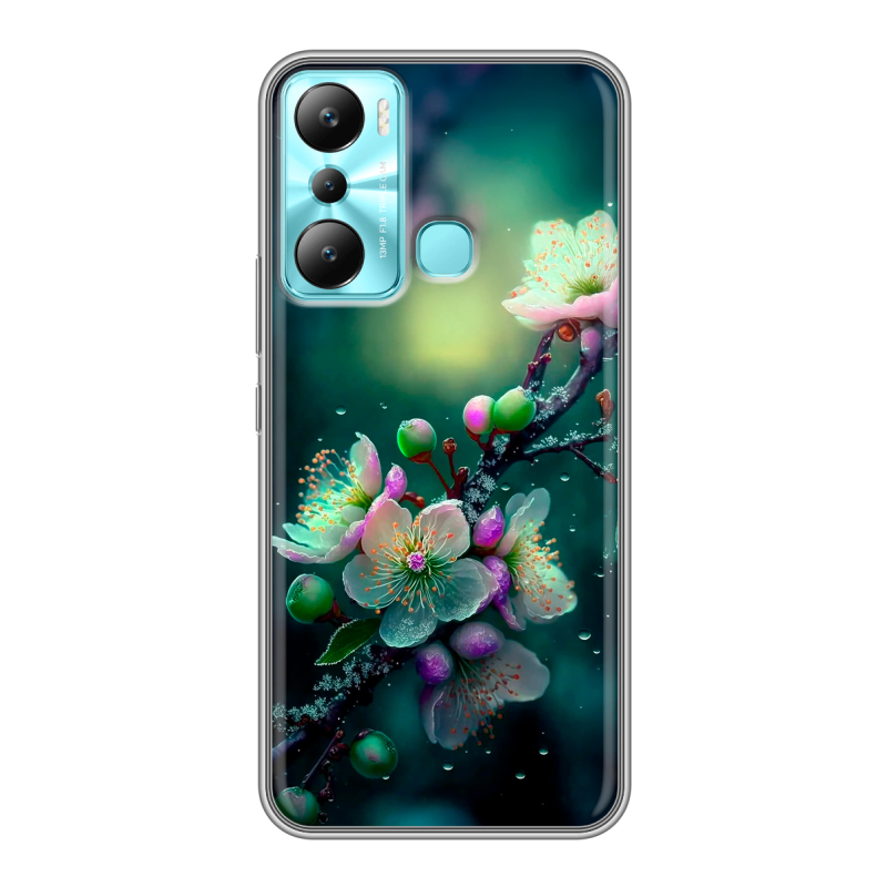 Силиконовый чехол на Infinix Hot 20i с принтом Цветы и мрамор Силиконовый чехол на Infinix Hot 20i с принтом Цветы и мрамор