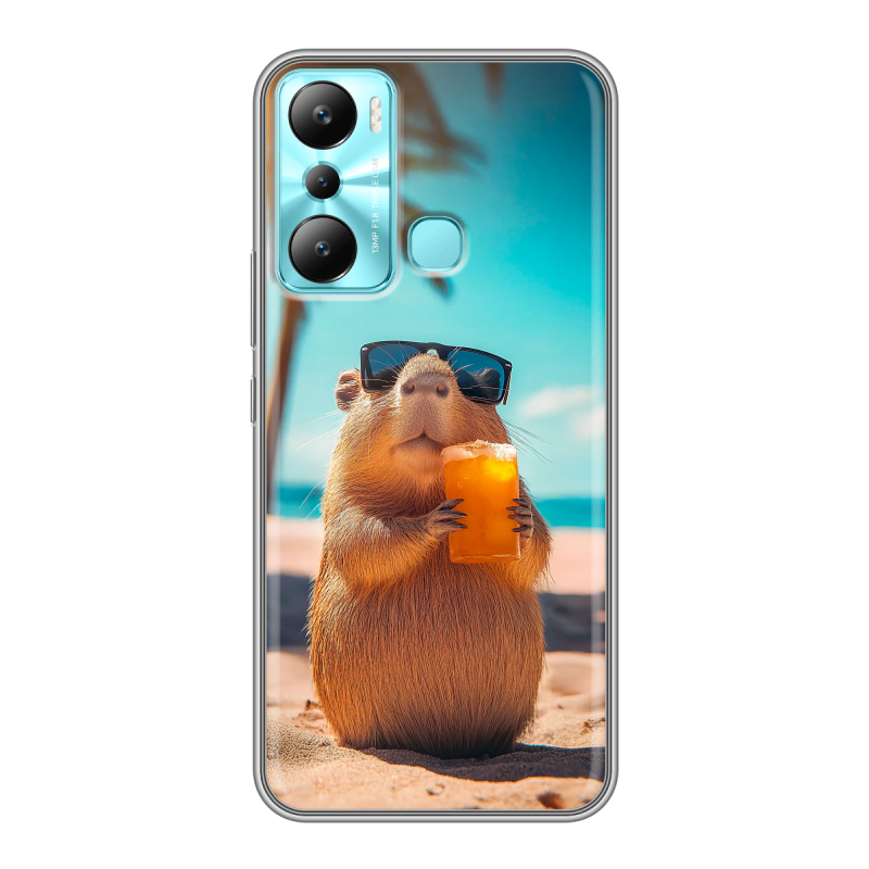 Силиконовый чехол на Infinix Hot 20i с принтом Капибара Силиконовый чехол на Infinix Hot 20i с принтом Капибара