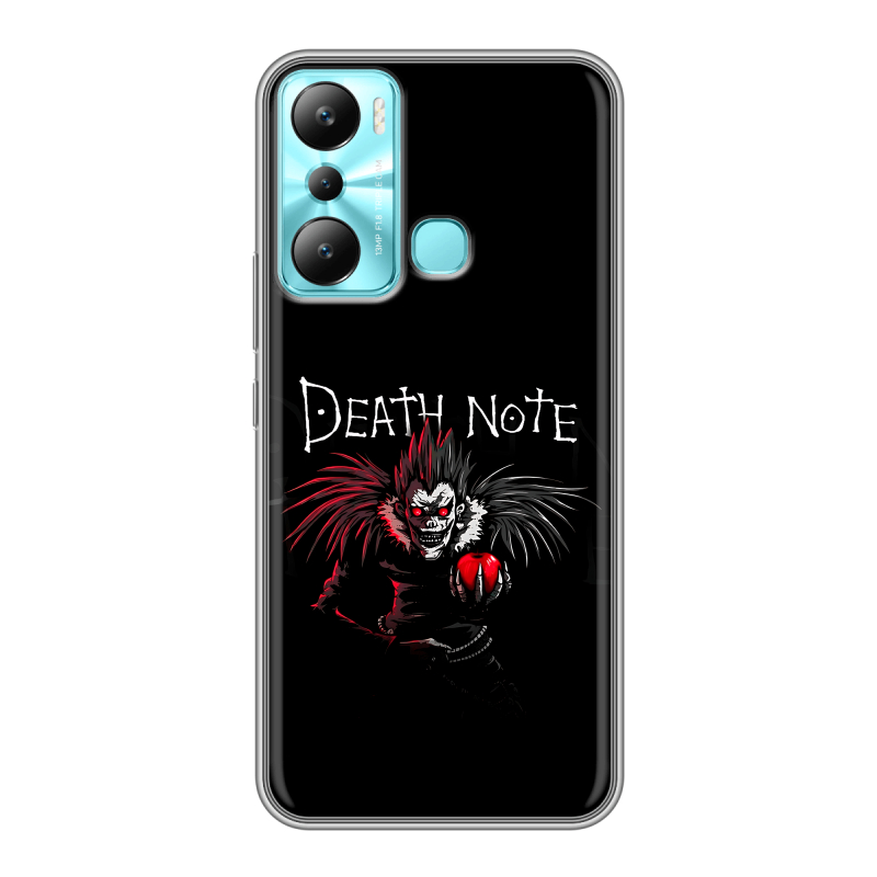 Силиконовый противоударный чехол на Infinix Hot 20i с принтом Death note Тетрадь смерти Силиконовый противоударный чехол на Infinix Hot 20i с принтом Death note Тетрадь смерти