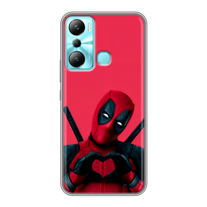 Силиконовый противоударный чехол на Infinix Hot 20i с принтом Дедпул Deadpool Силиконовый противоударный чехол на Infinix Hot 20i с принтом Дедпул Deadpool