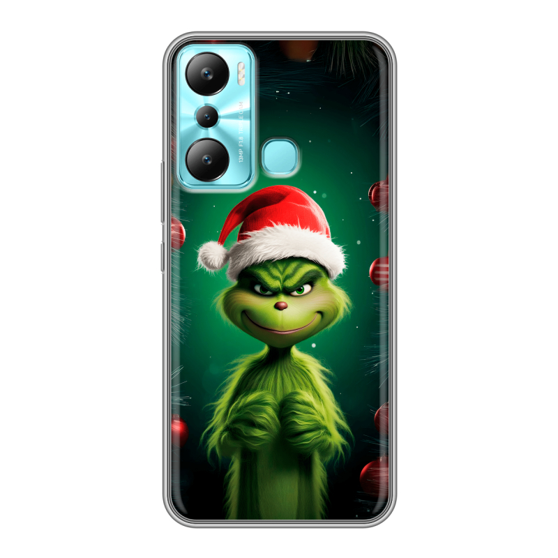 Силиконовый чехол на Infinix Hot 20i с принтом Гринч Новый год Рождество Силиконовый чехол на Infinix Hot 20i с принтом Гринч Новый год Рождество
