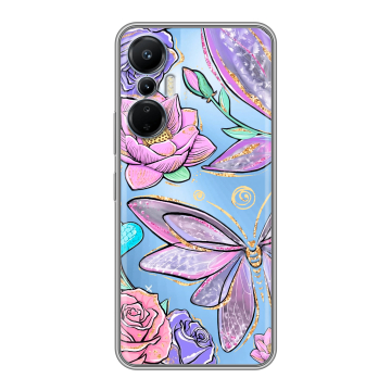 Силиконовый чехол на Infinix Hot 20S с принтом Бабочки и цветы