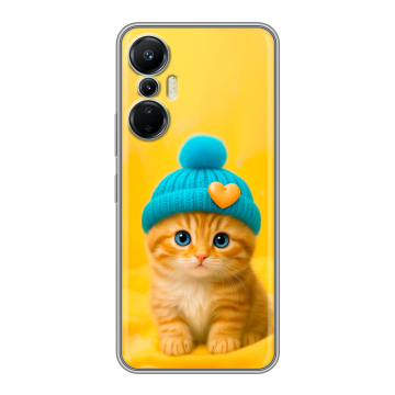 Силиконовый чехол на Infinix Hot 20S с принтом Котенок в шапке