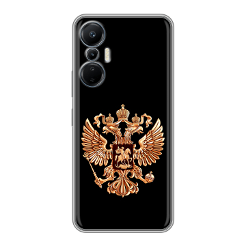 Силиконовый чехол на Infinix Hot 20S с принтом Герб России золотой Силиконовый чехол на Infinix Hot 20S с принтом Герб России золотой