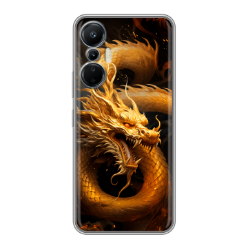 Силиконовый чехол на Infinix Hot 20S с принтом Золотой дракон Силиконовый чехол на Infinix Hot 20S с принтом Золотой дракон