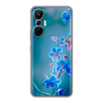 Силиконовый чехол на Infinix Hot 20S с принтом Голубые цветы Силиконовый чехол на Infinix Hot 20S с принтом Голубые цветы