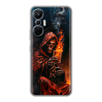 Силиконовый чехол на Infinix Hot 20S с принтом Скелет и карты