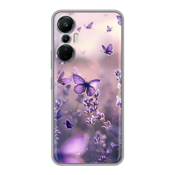 Силиконовый чехол на Infinix Hot 20S с принтом бабочки и лаванда