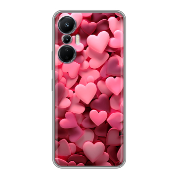 Силиконовый чехол на Infinix Hot 20S с принтом розовые сердечки