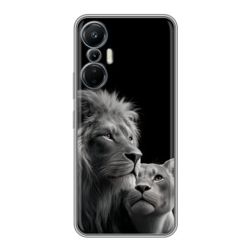 Силиконовый чехол на Infinix Hot 20S с принтом Лев кошки