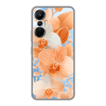Силиконовый чехол на Infinix Hot 20S с принтом Бежевые цветы