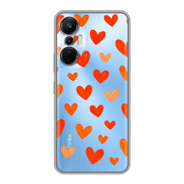 Силиконовый чехол на Infinix Hot 20S с принтом Сердечки