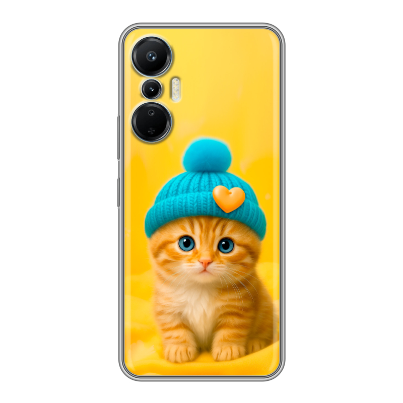Силиконовый чехол на Infinix Hot 20S с принтом Котенок в шапке Силиконовый чехол на Infinix Hot 20S с принтом Котенок в шапке