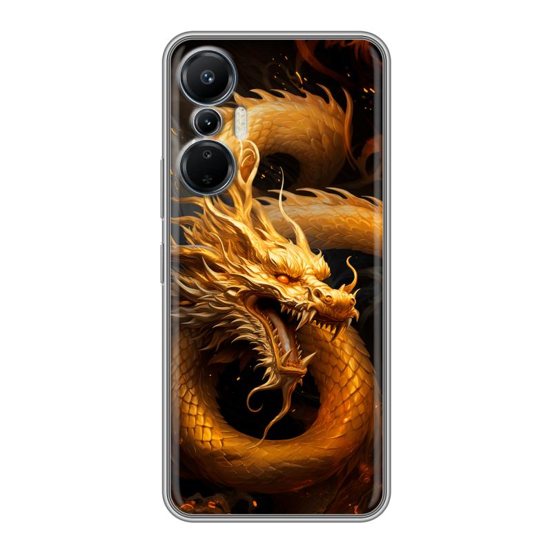 Силиконовый чехол на Infinix Hot 20S с принтом Золотой дракон Силиконовый чехол на Infinix Hot 20S с принтом Золотой дракон