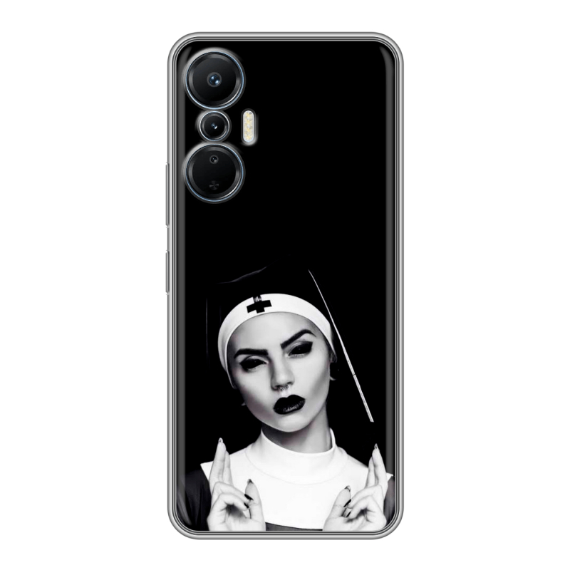 Силиконовый противоударный чехол на Infinix Hot 20S с принтом монашка Силиконовый противоударный чехол на Infinix Hot 20S с принтом монашка