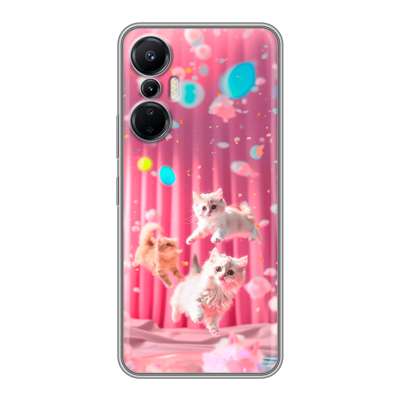 Силиконовый чехол на Infinix Hot 20S с принтом милые котики Силиконовый чехол на Infinix Hot 20S с принтом милые котики