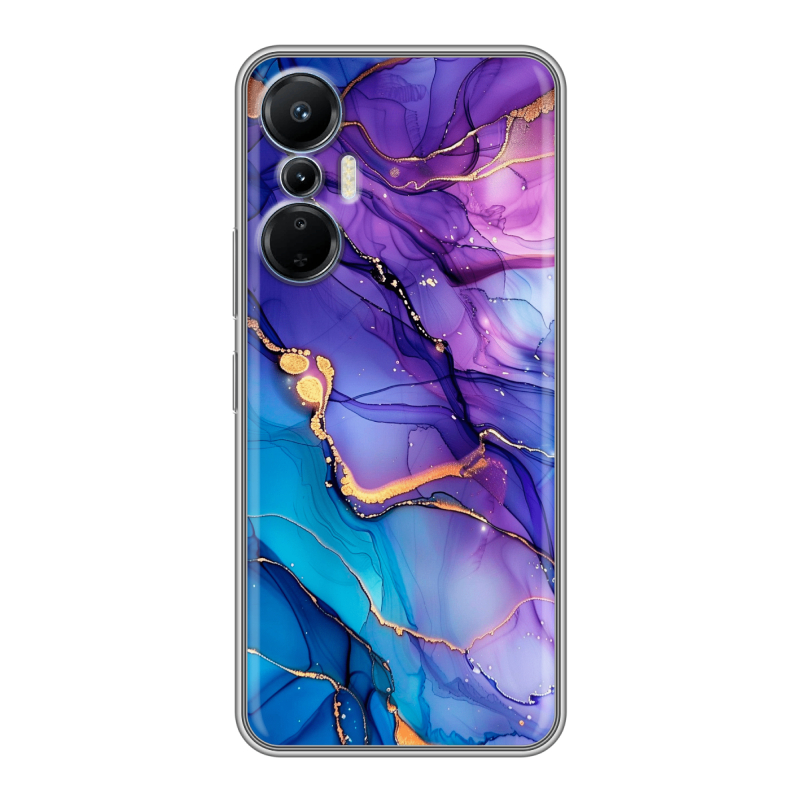 Силиконовый чехол на Infinix Hot 20S с принтом синий мрамор Силиконовый чехол на Infinix Hot 20S с принтом синий мрамор