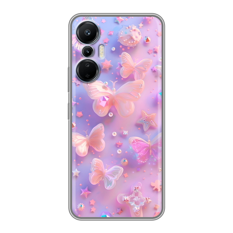 Силиконовый противоударный чехол на Infinix Hot 20S с принтом Бабочки Силиконовый противоударный чехол на Infinix Hot 20S с принтом Бабочки