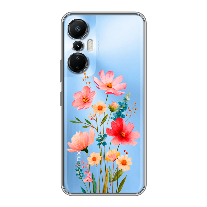 Силиконовый противоударный чехол на Infinix Hot 20S с принтом Цветы Силиконовый противоударный чехол на Infinix Hot 20S с принтом Цветы