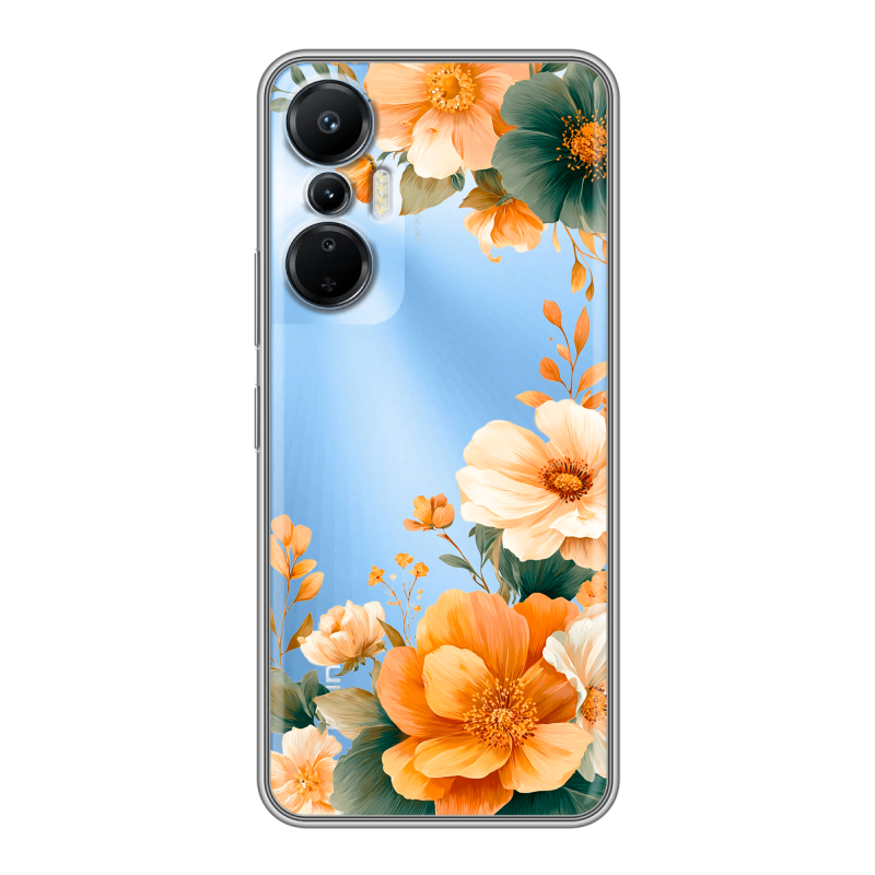 Силиконовый чехол на Infinix Hot 20S с принтом Цветы принт Силиконовый чехол на Infinix Hot 20S с принтом Цветы принт