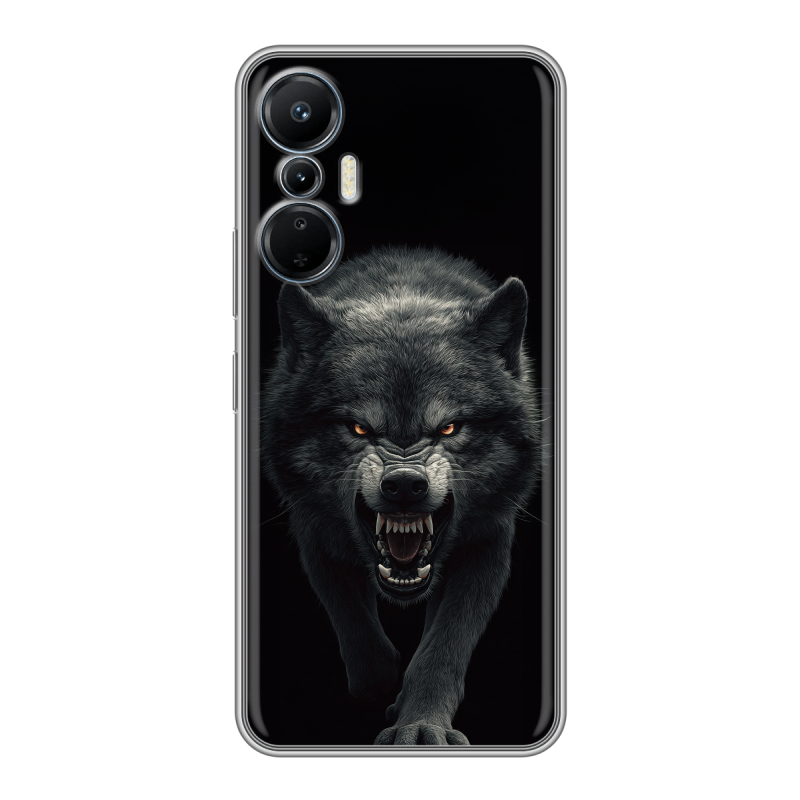 Силиконовый противоударный чехол на Infinix Hot 20S с принтом Волк Силиконовый противоударный чехол на Infinix Hot 20S с принтом Волк