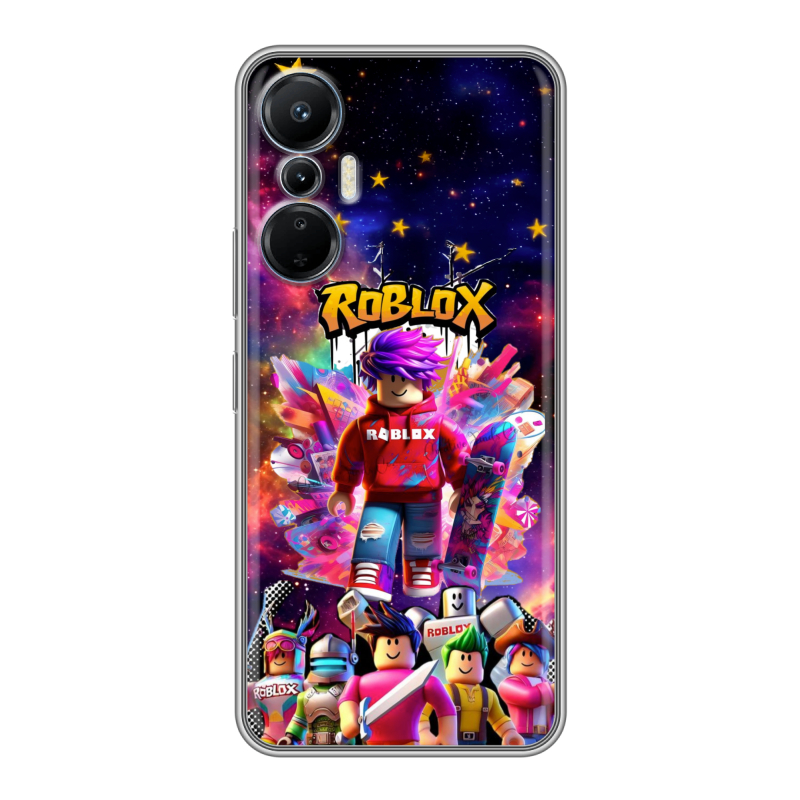 Силиконовый противоударный чехол на Infinix Hot 20S с принтом Roblox Роблокс Силиконовый противоударный чехол на Infinix Hot 20S с принтом Roblox Роблокс
